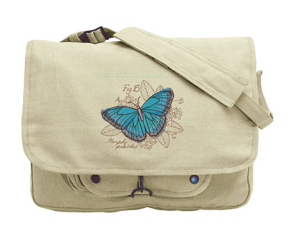 Miniature Menagerie Butterfly Diagram Embroidered Canvas Messenger Bag