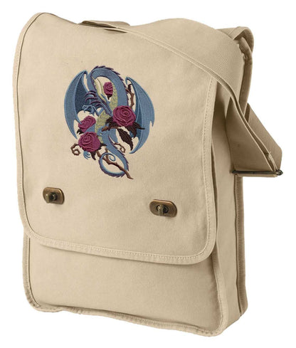 Rose Dragon Embroidered Canvas Field Bag