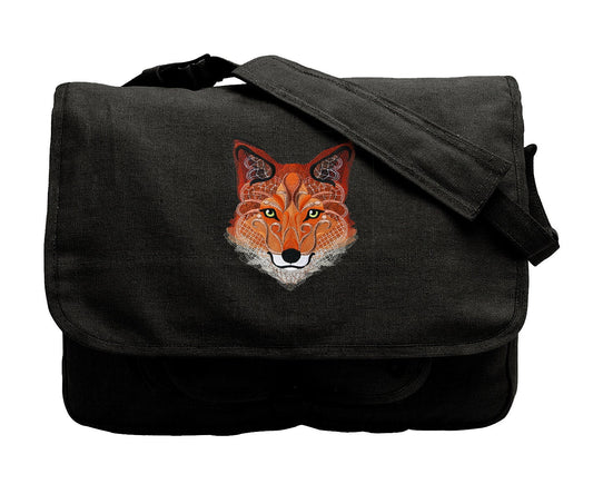 Autumn Baroque Fox Embroidered Canvas Messenger Bag