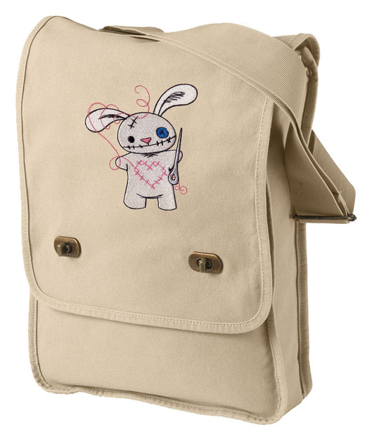 Stitchy Bunny Embroidered Canvas Field Bag