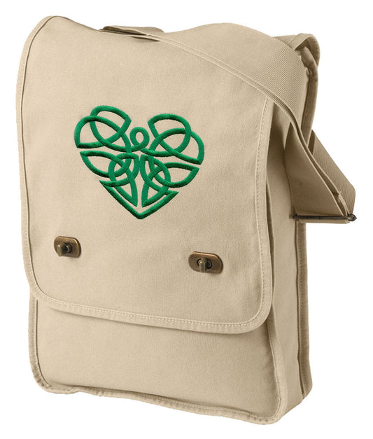 Celtic Heart Embroidered Canvas Field Bag
