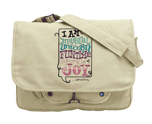 Sparkle of Joy Embroidered Canvas Messenger Bag