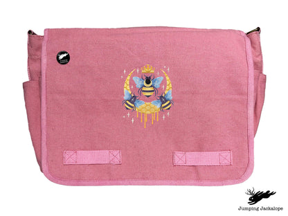 Queen Beehive Embroidered Messenger Bag