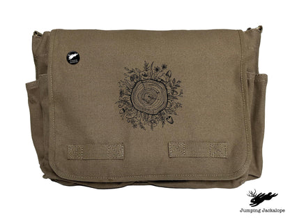 Botanical Tree Rings Design Embroidered Classic Canvas Messenger Bag