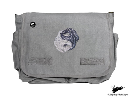 Yin Yang Dragons Embroidered Classic Canvas Messenger Bag
