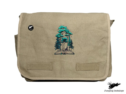 Woodland Storytime Book Embroidered Classic Canvas Messenger Bag