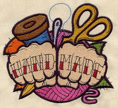Handmade Tattoo Embroidered Canvas Messenger Bag