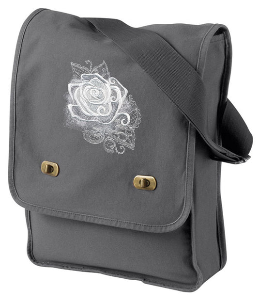 Ghost Baroque - Rose Embroidered Canvas Field Bag
