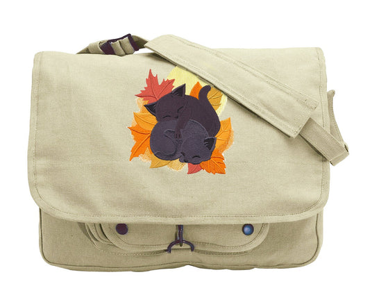 Cuddle Kitties Embroidered Canvas Messenger Bag