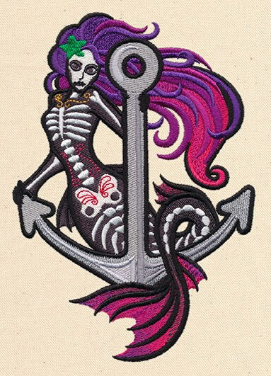 Mermaid Muerta Embroidered Canvas Field Bag