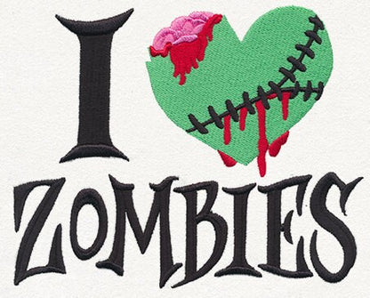 Zombies Bag, Walking Dead Messenger Bag, I Heart Zombies Embroidered Canvas Field Bag