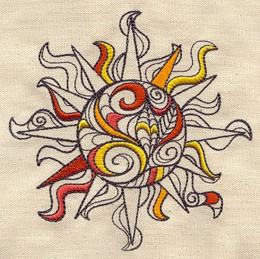 Doodle Sun Embroidered Canvas Messenger Bag