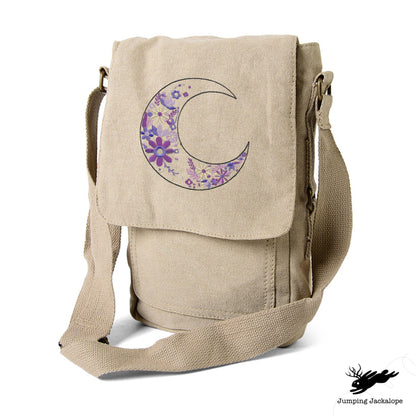 Lunar Bloom Tech Bag Embroidered Canvas Tech