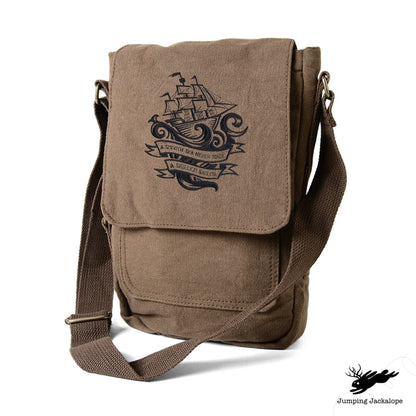 Skilled Sailor Tech Bag Embroidered Canvas Tech, Tablet, iPad, Kindle, Fire, Camera Bag, Ocean Bag, Nautical Bag, Sailor Bag