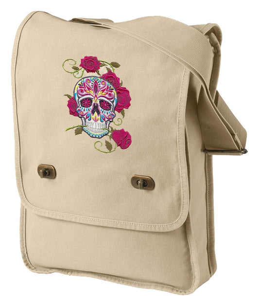 Dia de los Muertos Embroidered Canvas Field Bag