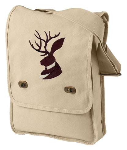 Jackalope Portrait Embroidered Canvas Field Bag