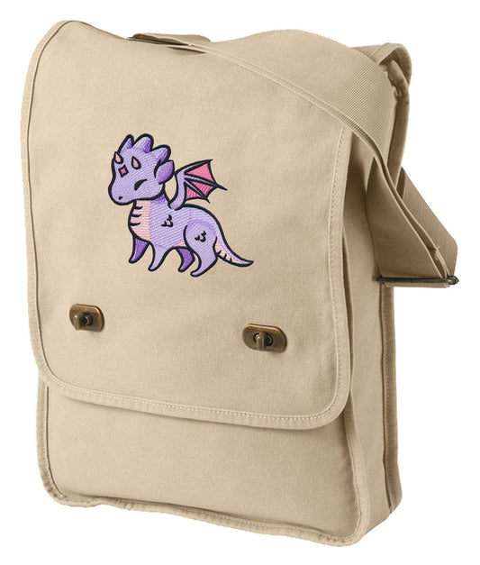 Charmed Creatures - Dragon Embroidered Canvas Field Bag