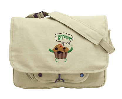 Zombie Muffin Embroidered Canvas Messenger Bag