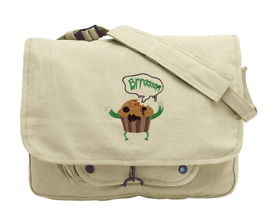 Zombie Muffin Embroidered Canvas Messenger Bag