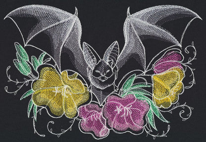 Nocturnus Bat Bag Embroidered Canvas Messenger Bag
