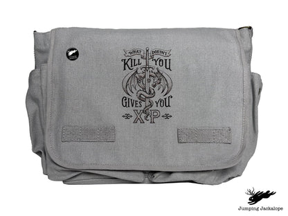What Doesn't Kill You Gives You XP Embroidered Classic Canvas Messenger Bag