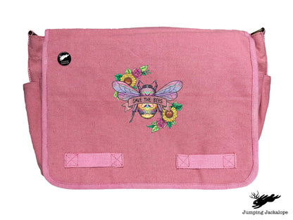 Save the Bees Embroidered Messenger Bag