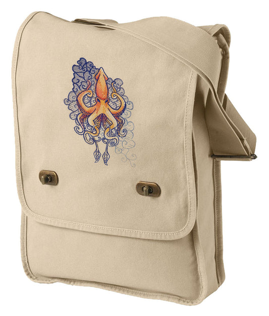 Urban Squid Tattoo Canvas Embroidered Field Bag