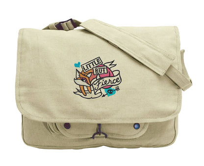 Femme Fatale - Little but Fierce Embroidered Canvas Messenger Bag
