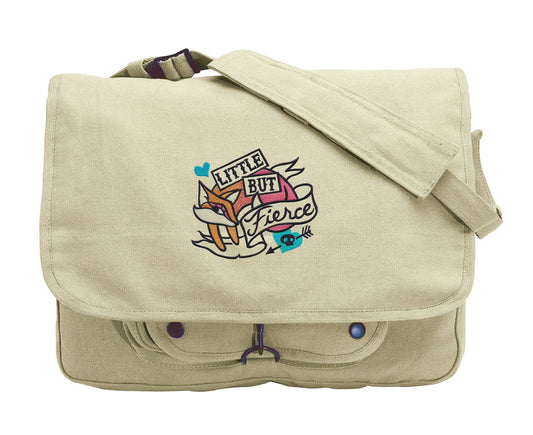 Femme Fatale - Little but Fierce Embroidered Canvas Messenger Bag