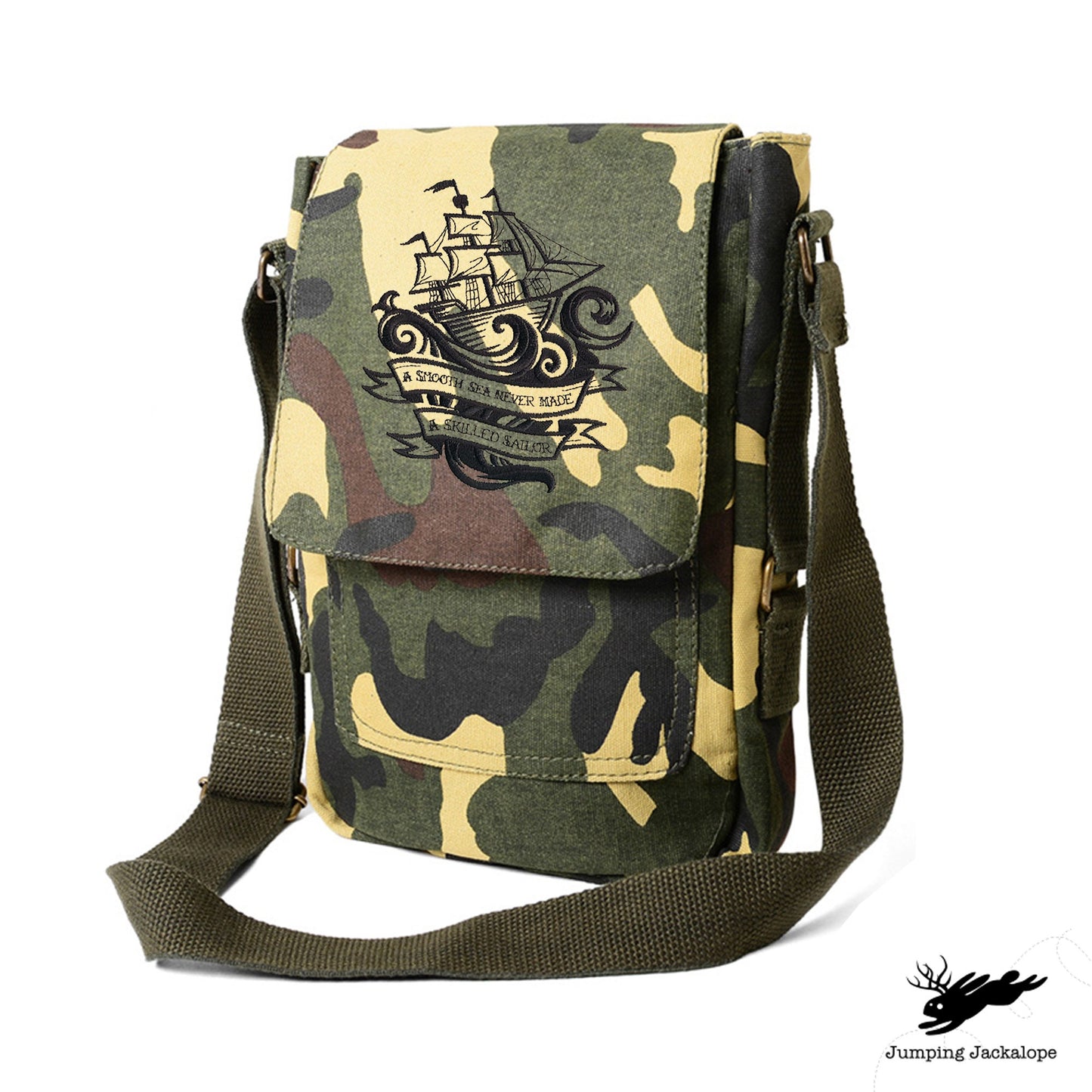 Skilled Sailor Tech Bag Embroidered Canvas Tech, Tablet, iPad, Kindle, Fire, Camera Bag, Ocean Bag, Nautical Bag, Sailor Bag