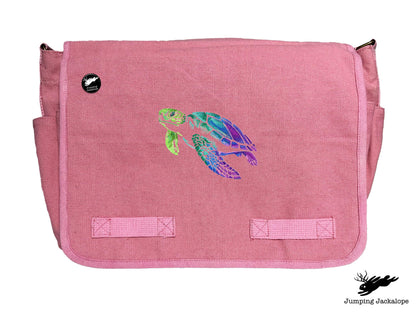 Spectrums of the Ocean Sea Turtle Embroidered Messenger Bag