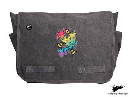 Rainbows & Bees Embroidered Messenger Bag
