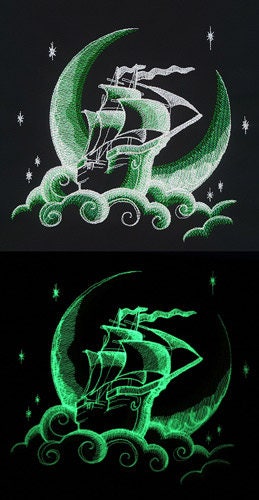 Dreamscape Glow - Dream Ship Embroidered Canvas Messenger Bag