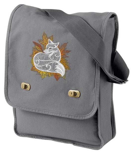 Autumn Vixen Fox Embroidered Canvas Field Bag