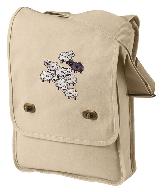 Black Sheep Embroidered Canvas Field Bag