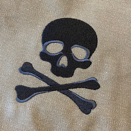 Skull and Crossbones Embroidered Canvas Messenger Bag