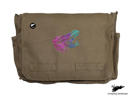 Tropical Dart Frog Embroidered Classic Canvas Messenger Bag