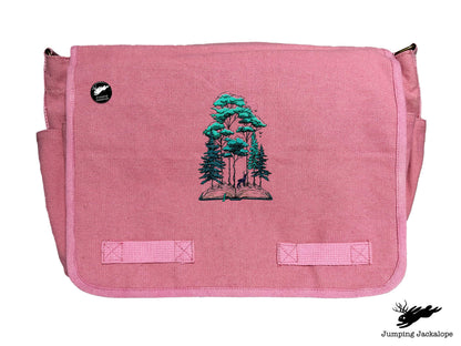 Woodland Storytime Book Embroidered Classic Canvas Messenger Bag