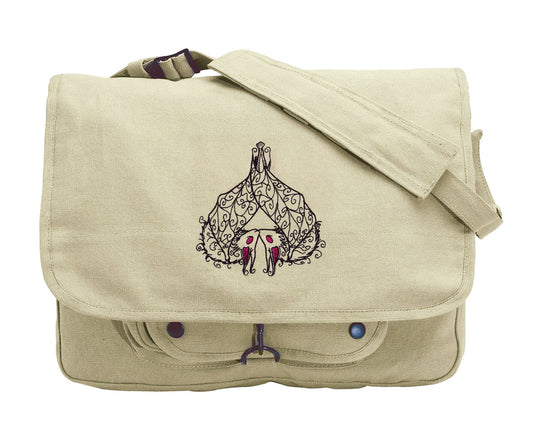 Batty Sweethearts Embroidered Canvas Messenger Bag
