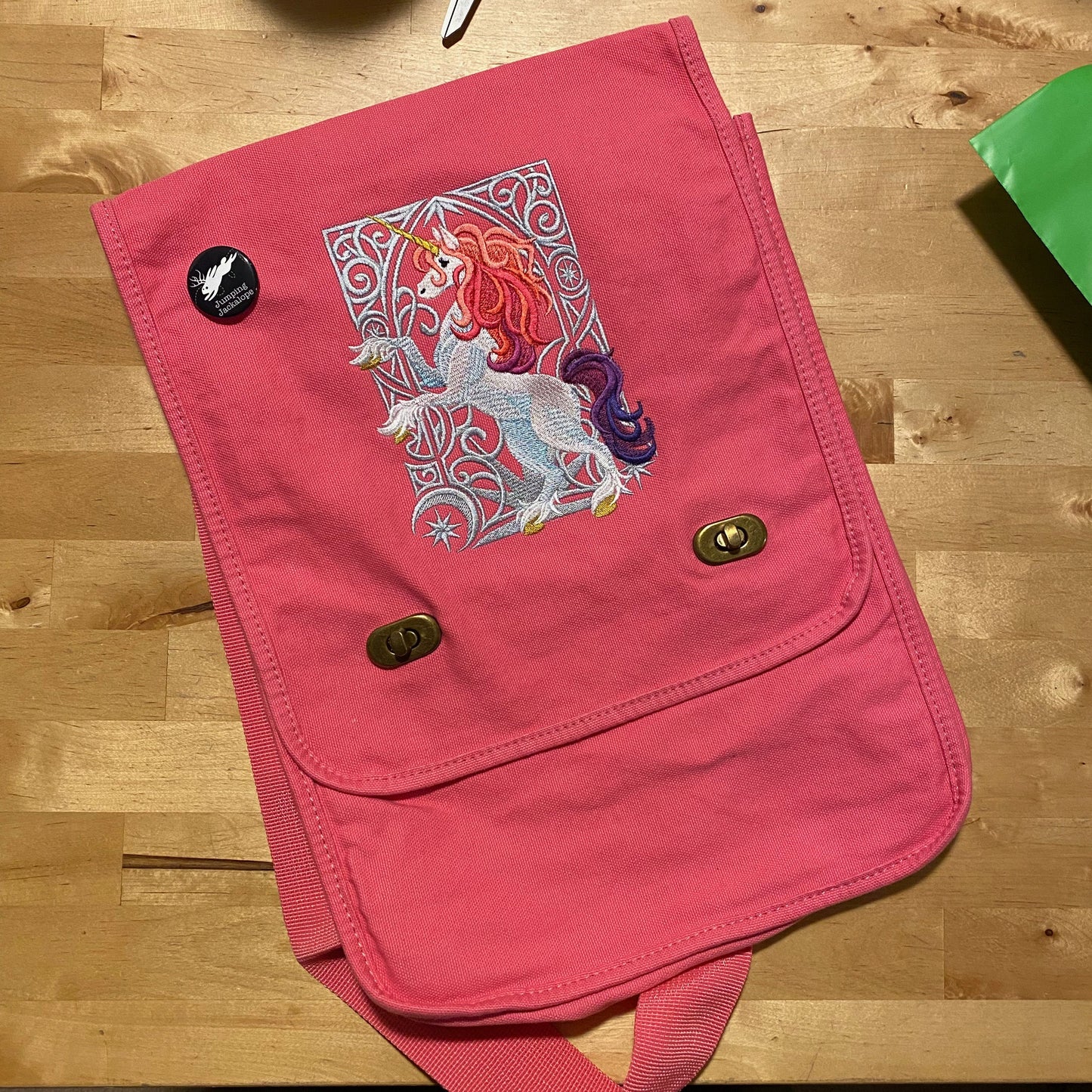 Unicorn Nouveau Embroidered Canvas Field Bag