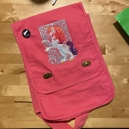 Unicorn Nouveau Embroidered Canvas Field Bag