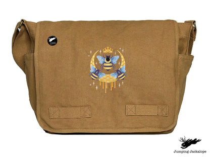 Queen Beehive Embroidered Messenger Bag