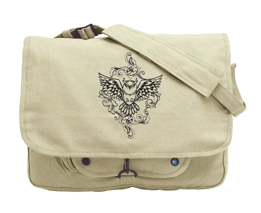 Toile Noir - Owl Embroidered Canvas Messenger Bag