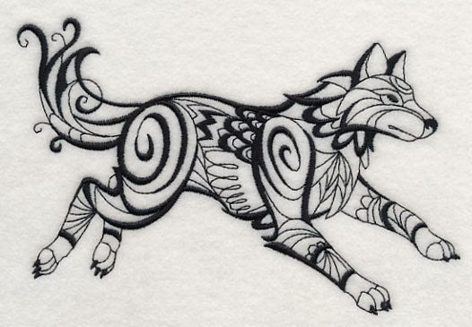 North Wind Wolf (Blackwork) Embroidered Canvas Messenger Bag