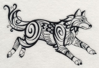 North Wind Wolf (Blackwork) Embroidered Canvas Messenger Bag