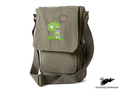 Abducted Alien Embroidered Canvas Tech, Tablet, iPad, Kindle, Fire, Camera Bag