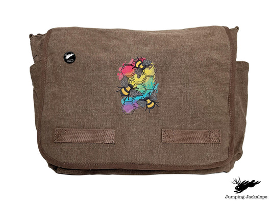Rainbows & Bees Embroidered Messenger Bag