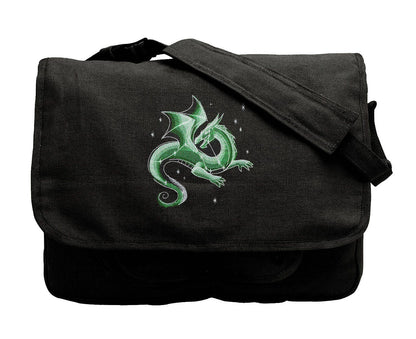 Dreamscape Glow - Celestial Dragon Embroidered Canvas Messenger Bag