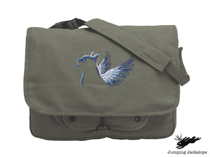 I'll Remember Mew Angelic Cat Embroidered Canvas Messenger Bag,  Cat Bag, Memorial Cat Bag