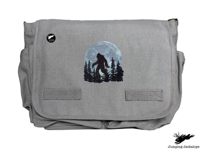 Under the Moonlight Bigfoot Embroidered Classic Canvas Messenger Bag
